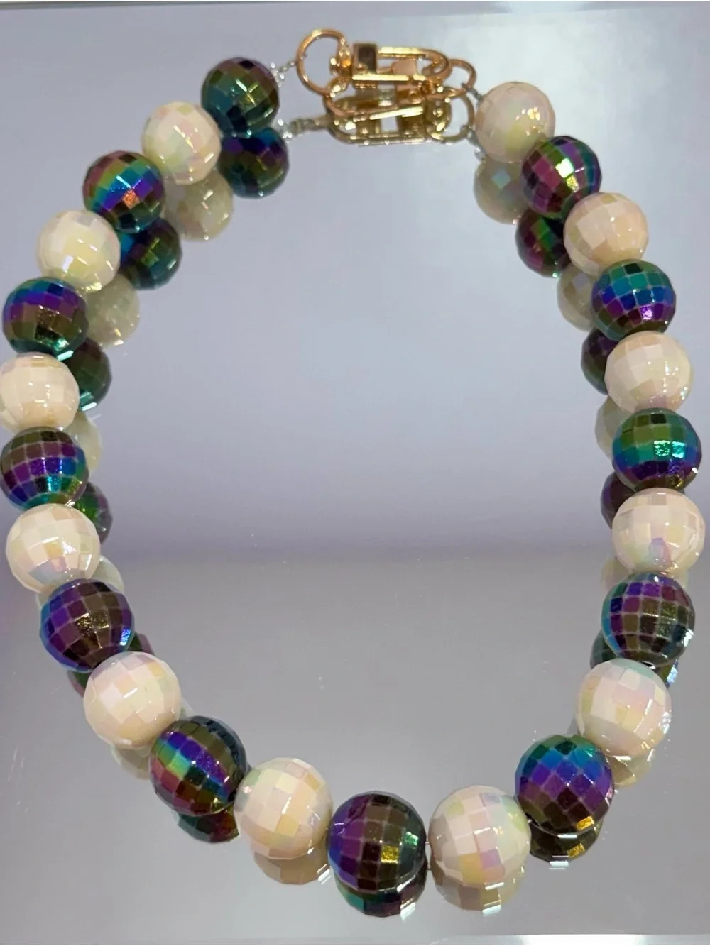 New Iridescent Beaded Bag Chain 18 inches